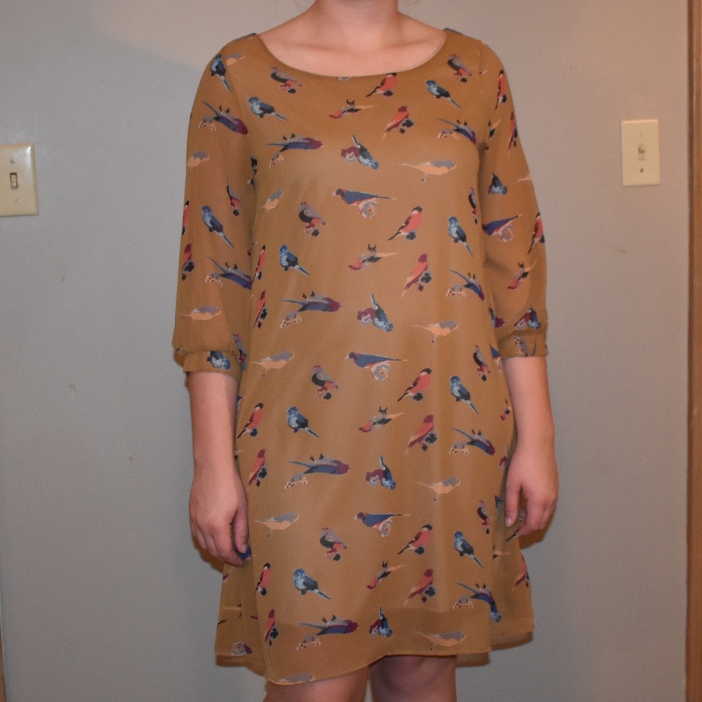Boutique Coii Bird Dress 3/4 Sleeves Sz M